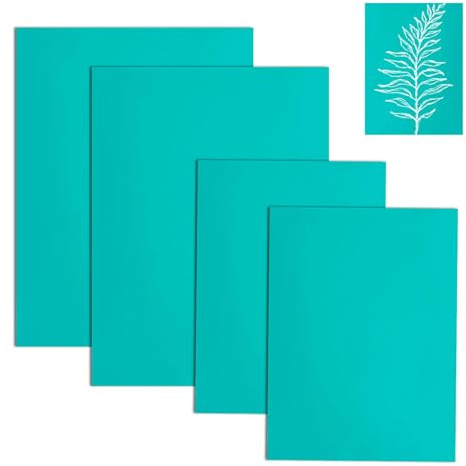 4 PCS Lino Printing Kit,Lino Sheets,Plates for Engraving,Green Flat PVC Surface Linocut Plates for Rubber Stamps,Thickness 3 mm, Smooth Surface,Easy-Carve,Stamps,Crafts and Printing Projects