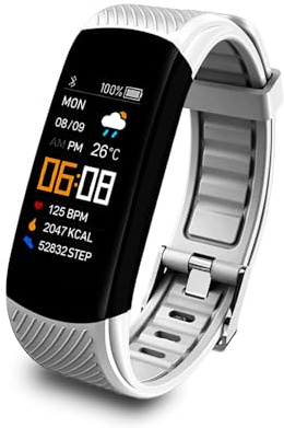 HUYVMAY Fitness Tracker, contapassi, orologio da fitness, impermeabile, con cardiofrequenzimetro, notifica di chiamata, orologio sportivo, smartwatch Android iOS