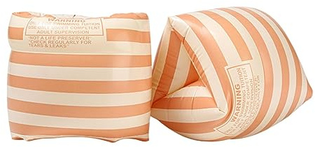 2 pezzi Braccioli da nuoto Braccioli Braccioli Braccioli Nuoto Braccioli Anelli per Spiaggia All'aperto Apprendimento Arancione, Strisce Arancioni, 18x16,5 cm