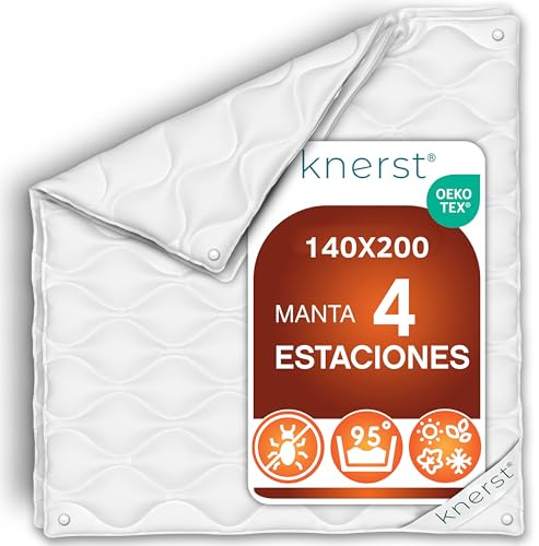 KNERST® Edredón Nórdico 4 Estaciones 140x200 – Relleno Nórdico Cama Transpirable de Microfibra – Edredón Cama Suave y Lavable – Nórdico Cama para Todo el Año