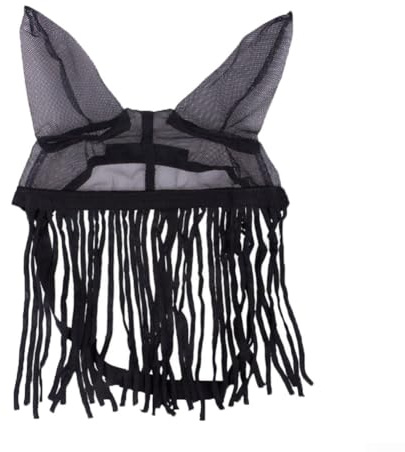 Mosca de caballo para máscara con borlas, transpirable, con flecos, de poliéster suave, para una conducción estable, accesorios ligeros de protección contra moscas, color negro (M)