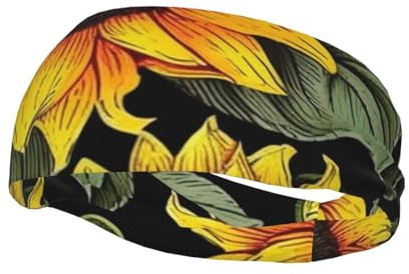 Bandeau de sport à motif floral tournesol pour homme et femme - Élastique et antidérapant - Pour cyclisme, randonnée, yoga, hockey sur glace