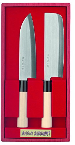 Herbertz 2-Teiliges Kochmesser, Stahl 420J2, Holzgriffe, Kunststoff-Zwingen Messer-Set