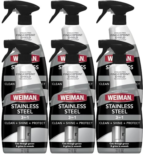 Weiman Edelstahlreiniger und -politur – 625 ml [6er-Pack] – schützt Geräte vor Fingerabdrücken und hinterlässt einen streifenfreien Glanz für Kühlschrank, Geschirrspüler, Backofen, Grill etc.