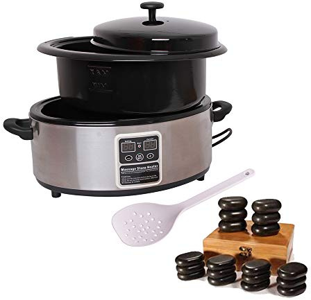 Kit de massage aux pierres chaudes Appareil chauffant Réchaud 5,5 litres avec 18 pierres de massage pour traitement thermique Réchaud à stone - Hot Stone Set - Affichage numérique