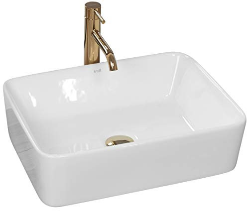 VBChome Lavabo de cerámica, ovalado, pequeño, cuadrado, 48 x 36 cm