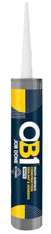 OB1 White Multi-Surface Construction Sealant & Adhesive - Hybrid Technology - Excellent Chemical Resistance - Water Resistant - Weather Resistant - Food Safe - 290ml