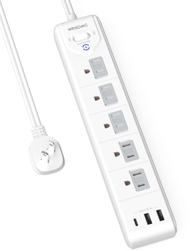 2 Prong Power Strip, WRXDMC 2 Prong to 3 Prong Outlet Adapter, 5ft Extension Cord with Polarized Plug, 1680J Surge Protector, 5 AC Outlets & 3 USB, Wall Mountable, Ideal for Non-Grounded Outlets