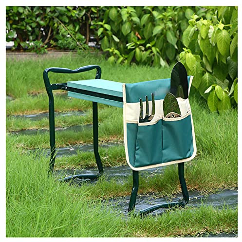 FGHSD Garten-Kniepolster, verbesserter tragbarer klappbarer Gartenbankhocker mit großer Werkzeugtasche, abnehmbarem Gürtel, Eva-Kniepolster, unterstützt bis zu 150 kg