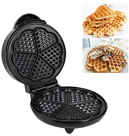 YALIYA 1000W Waffle Maker 5 Heart-Shaped Waffles Electric Waffler Griddle Iron