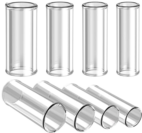LIFEHIM 8pcs Glass Guitar Slide for Electric and Acoustic: Finger Knuckle Slide Guitar Multisize with Extra Large Guitar Slides Glass Small Medium and Large Long 70mm