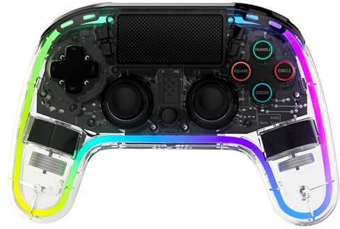 Snakebyte GAMEPAD RGB 4 - transparenter Wireless Controller für PlayStation 4, einstellbare RGB-Beleuchtung, starker Akku, belegbare Zusatztasten [video game] [PlayStation 4]