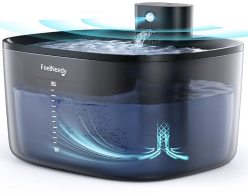 Fuente para Gatos Sin Cable con Sensor Movimiento Y Bateria 4000mah, FEELNEEDY 4L Pro Bebedero Silencioso para Gatos Inalambrico con Bomba De Agua Sin Lavado Mejorada