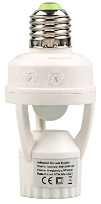 Haofy Lampenfassung mit Bewegungssensor, Verzögerungszeit von 10 300 S, Erkennungsentfernung von 6 M, E27-Lampenadapter, Automatische Steuerung, Breite Anwendung