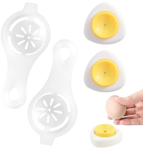 2 Stück Eierpiekser + 2 Stück Eiertrenner, 5,5 cm Eieröffner Halbautomatische, 12,8 cm Plastik Eiertrenner, Eierstecher zum Anstechen von Eiern