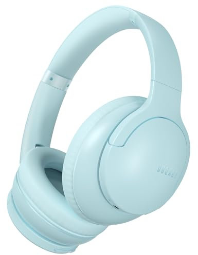 DOQAUS Bluetooth Headphones Over Ear, 90H Playtime, 3 EQ Mode, HiFi Stereo Bass, Soft Earmuff, Foldable Headphones for Phone/PC (Blue)