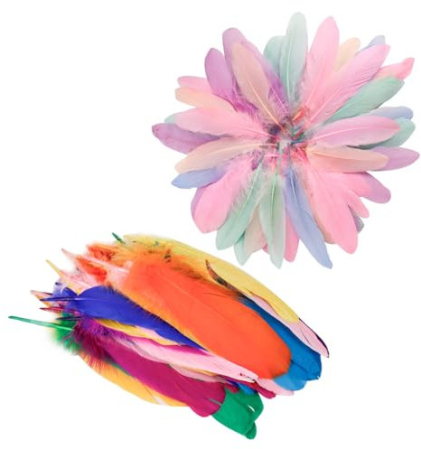 BigKego 100 Stück Bunte Federn Natürliche Feder Bastelfedern Gänsefedern Deko Federn Indianer Federn für DIY Handwerk Dekoration Hochzeit Traumfänger Kopfschmucksfedern 15-20cm