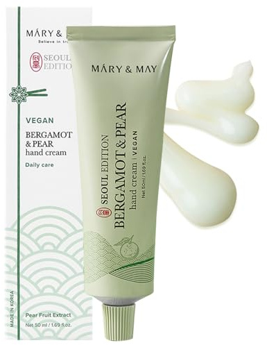Mary&May SEOUL EDITION Bergamot & Pear Refreshing Hand Cream - Korean Moisturizing Vegan Hand Moisturizer - Refreshing Citrus Scent - Non Greasy Light Gel Cream Formula, 1.69oz.