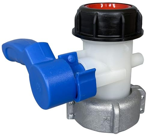 Aurobest DN50 (75mm) Adaptador IBC, S60x6 (60mm) Conexión Depósito Mariposa, Conector Salida Grifo Riego Jardín, Accesorios Universal Válvula para Bidón Lluvia 1000L, Tanque Agua Drenaje, Contenedor