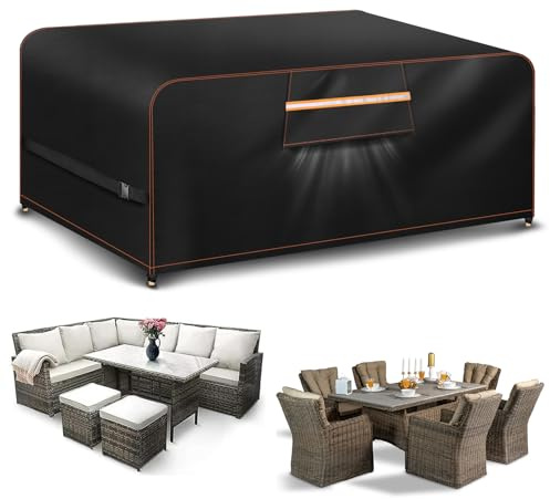 Aoretic Outdoor Garden Furniture Covers Waterproof Rectangular with Air Vent Garden Table Cover Waterproof for Patio Bistro Set Rattan Sofa Chairs Outside Seating 180x120x74CM 420D Oxford Fabric