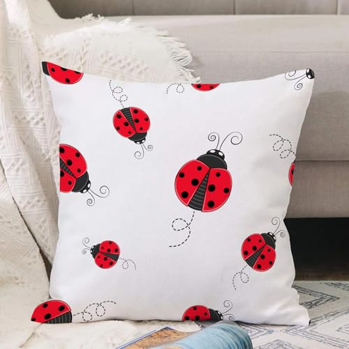 VJIZLOQB Fundas Cojines,Fundas de Cojines Decorativo Fundas Cojin Poliéster por Sala de Dormitorio Sofá,Mariquitas, Mariquita con alas punteadas y espirales,30x30cm