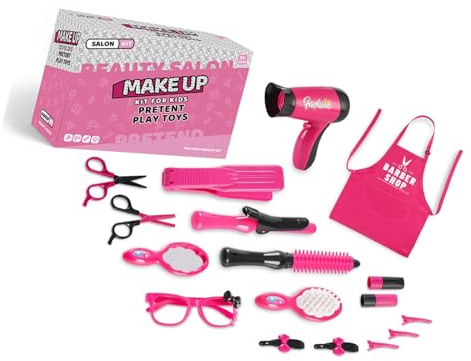 Oxxggkao Kids Hair Salon Hairdresser Toy Set With Styling Comb Scissors Blower Pretend Haircut Tool Kits Girl Educational Playset Pretend Play Hair Styling Kits For Kids