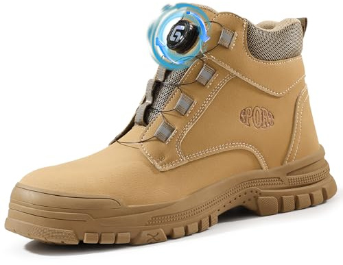 GUSAYEX Steel Toe Cap Work Boots Mens Lightweight Safety Shoes | Puncture Proof Midsole, Swivel Buckle Shoelaces, Comfortable Protective, Warehouse Construction Factory