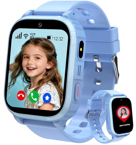 4G Kids Smart Watch Boys Girls, Smart Watch for Kids GPS Tracker Watch Phone Video Call Voice Chat SOS Games School Mode Alarm IP68 Waterproof, Smartwatch Toy Birthday Gifts for 4-12 Years Old