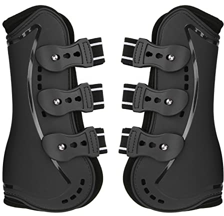 Botas para patas delanteras de caballo, protector de patas para caballos con absorción de impactos y resistencia al impacto, botas de equitación transpirables con orificios de (Grande 35,83x15,75