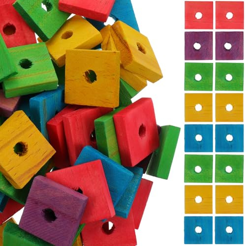 FINISPERSOO Parrot Wood Chip 100 Pieces DIY Wooden Blocks for Parakeets Cockatiels Small Birds Safe Chewing for Exercise and Enrichment