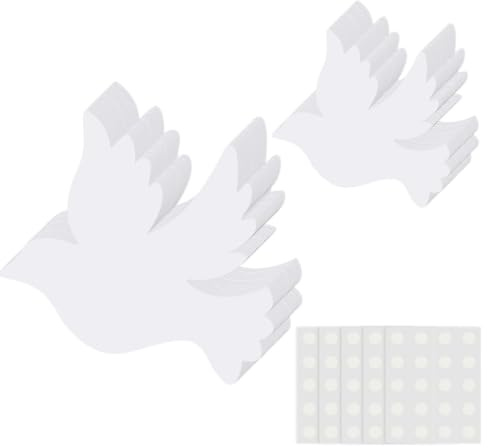 Nukinp 100 Pegatinas de Paloma, Recortes de Papel de Paloma de la Paz, Manualidades de Pentecostés para niños con 100 Puntos de Pegamento (5, 5/3, Pulgadas)