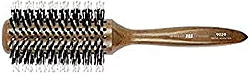 HERCULES SÄGEMANN - Rundbürste, 24-reihig | Rundbürste aus Holz mit Wildschweinborsten und Polyamidstiften mit kleinen Kugelköpfen für Volumen und Glanz | Durchmesser: 38/74mm; Holzfarbe: Dunkel