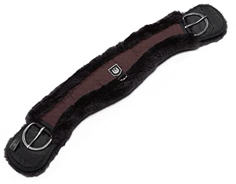CHRIST Sottopancia Cavallo Western Asimmetrico in Pelle di Agnello Cinghia Anatomica e Corta per Monta Western in Pelle Naturale – Colori Marrone-Marrone, Lunghezze 70 cm