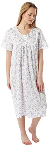 Undercover lingerie Ladies Short Sleeve Woven Lightweight Polycotton Nightie Nightdress 2 Lengths Size UK 10-30