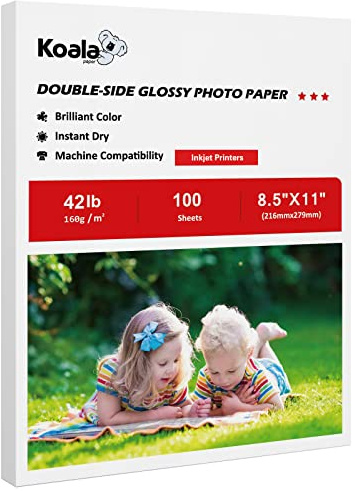 Koala Brochure Paper Double Side Glossy for Printing Photo 8.5X11 Inches 100 Sheets Compatible with Inkjet Printer 42LB