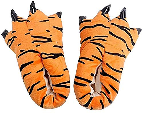 ZHER-LU fyllda djur klo tass tofflor, unisex kostym skor mjuka plysch hem tofflor, djur kostym tass klo skor