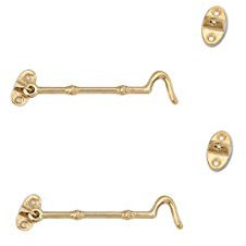 Türschloss-Haken, Retro-Messing-Kabinenhaken, Schrank-Haken, Haken und Ösen-Riegel, 12 cm, Antik-Gold, 2 Stück