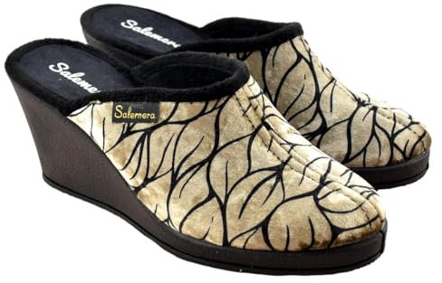 SALEMERA - Zapatillas de casa con cuña alta 631974 Sintético MUJER color: Crudo talla: 38