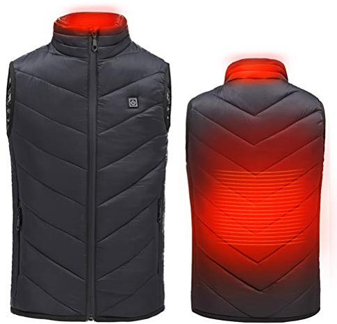 Chaleco térmico para niños, chaleco térmico USB, chaqueta térmica eléctrica, 3 temperaturas ajustables, lavable, chaleco calentado para exteriores, moto, caza, camping, esquí, senderismo, Negro , 150