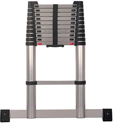 WORHAN® Escalera Telescópica Profesional Pro Soft Close Aluminio Anodizado Impresionante Rigidez Sólida Extensible con Barra Estabilizadora PRO3.2