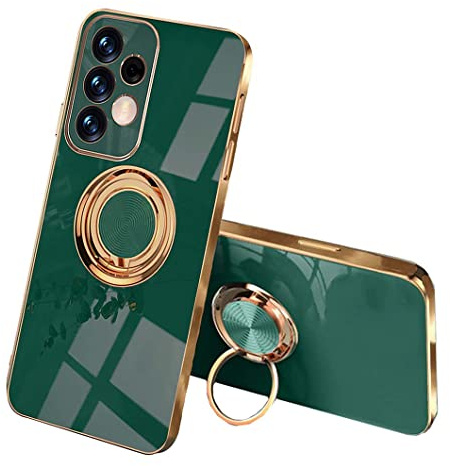 SEEKOO Case for Samsung Galaxy A33 5G, Ultra Thin TPU Bumper Shockproof Soft Cover Electroplating Phnom Penh Design Silicone Skin Slim Case with 360 Degree Ring Kickstand, Dark green