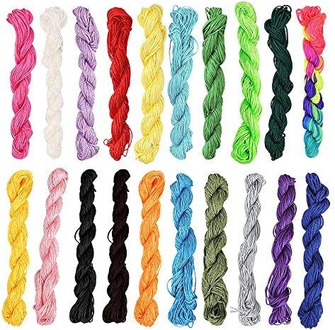 Corsehild Premium Silk Nylon Cord - 20 Colors, 27m Each, for DIY Necklace & Bracelet Craft Making