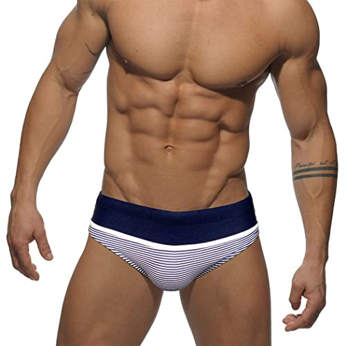RQPYQF Costume da Bagno Uomo, Costume Mare Uomo Slip Nuoto Piscina, Uomo Slip da Bagno Coulisse Regolabile YK34 Taglia M - XXL (Marino, XL)