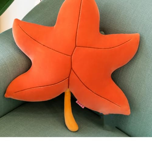 OUKEYI 3D Plush Leaf Shaped Pillow, Green Plant Cushion for Room Decor, Maple Leaf