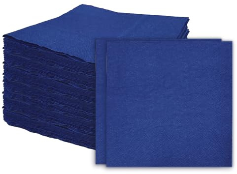 RINDOJIN 100 st 2-lagers marinblå servetter vikta 12,7 x 12,7 cm engångs cocktailservetter pappersservetter för middag bröllopsfest dryckesservetter