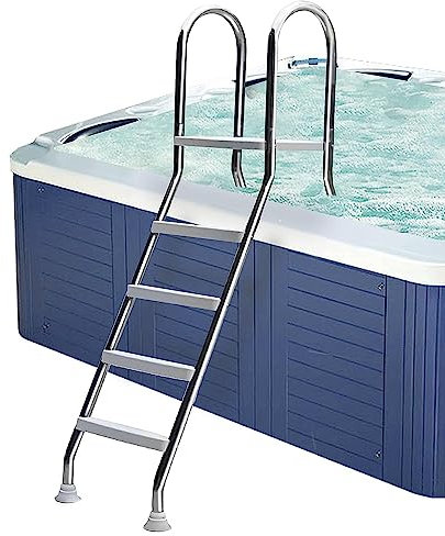 52-Zoll-Schwimmbadleiter, robuste oberirdische Poolleiter, Pooltreppe aus Edelstahl mit rutschfesten Pedalen, für Reisen, Hinterhofpool, Zuhause