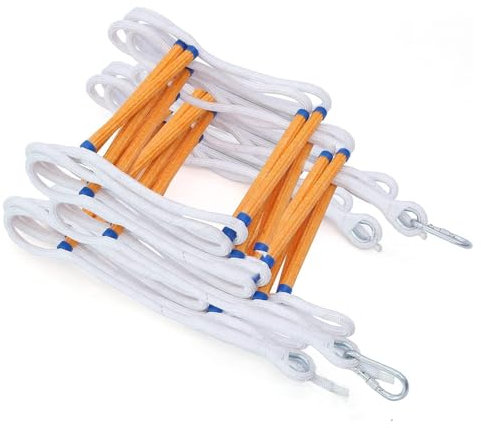 Échelle de secours pour balcon - 10 m - Avec crochet et mousqueton - Réutilisable - Pour cabane dans les arbres - Pour adultes et enfants - 200 kg