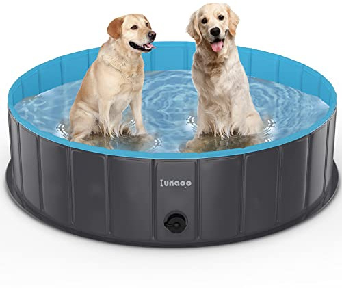 lunaoo Piscine pour Chien Pliable, PVC Chien Piscine Baignoire Bassin, Piscines pour Animaux Extérieur Bassin pour Grands Petits Chiens, Bleu Clair, 80 x 20 cm