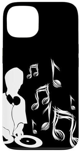 DJ con tocadiscos y partituras, drum and bass, techno Carcasa para iPhone 13