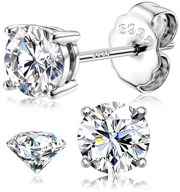 Dochais Orecchini Moissanite Donna Uomo Argento Sterling 925 Orecchini Brillante Taglio Rotondo D Colore VVS1 Orecchino Oro Bianco 18K Placcato Diamante Ipoallergenici Regali Gioielli 7MM